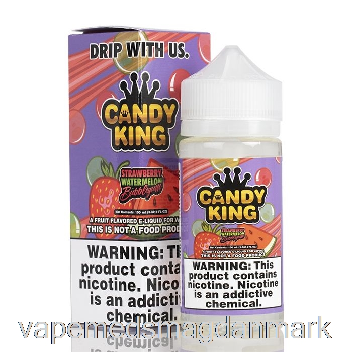 Vape Med Smag Jordbær Vandmelon Bubblegum - Candy King - 100ml 3mg